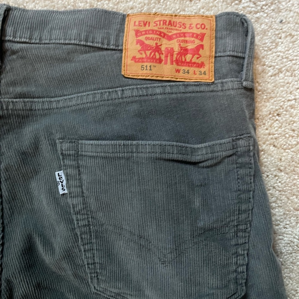 34/34 Levi 511 White tab Mens Grey Corduroy Pants